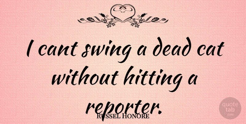 Russel Honore Quote About Cat, Swings, Hitting: I Cant Swing A Dead...