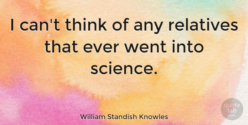 William Standish Knowles Quote About Thinking, I Can: I Cant Think Of Any...
