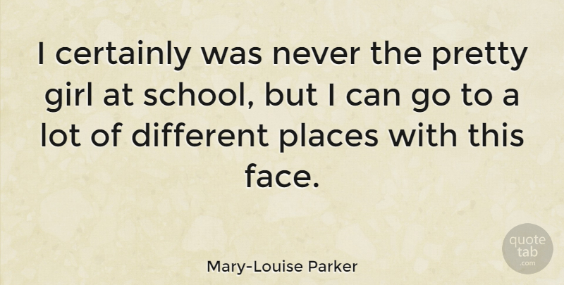 Mary-Louise Parker Quote About Girl, School, Faces: I Certainly Was Never The...