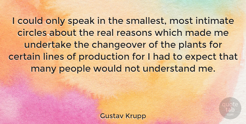 Gustav Krupp Quote About Certain, Circles, Expect, Intimate, Lines: I Could Only Speak In...