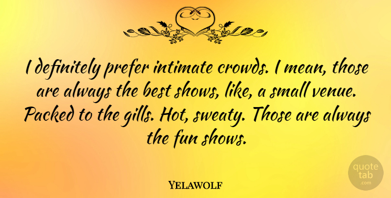 Yelawolf Quote About Fun, Mean, Crowds: I Definitely Prefer Intimate Crowds...