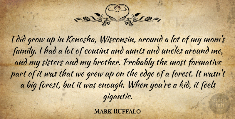 Mark Ruffalo Quote About Aunts, Cousins, Edge, Family, Feels: I Did Grow Up In...