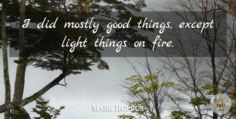 Mark Hoppus Quote About Fire, Light, Good Things: I Did Mostly Good Things...