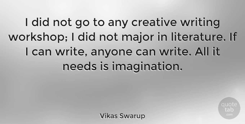 Vikas Swarup Quote About Writing, Imagination, Creative: I Did Not Go To...