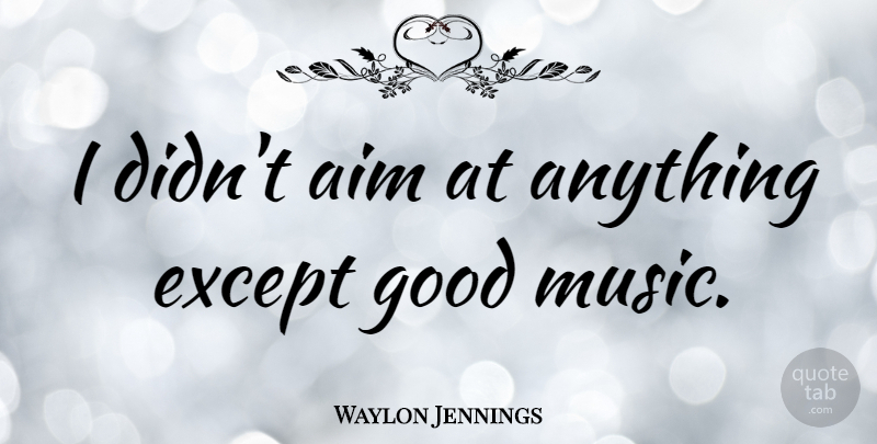 Waylon Jennings Quote About Aim: I Didnt Aim At Anything...