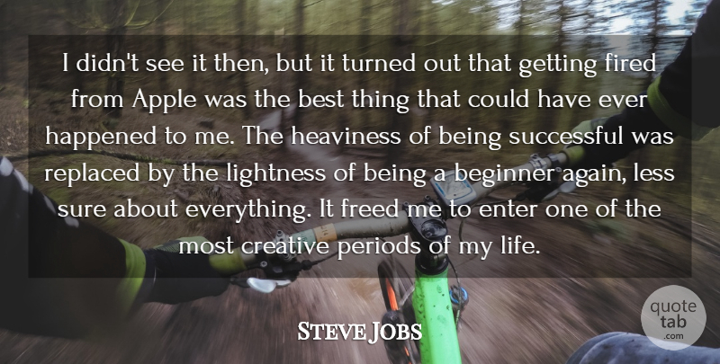 Steve Jobs Quote About Inspirational, Success, Creativity: I Didnt See It Then...