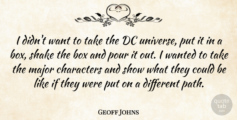 Geoff Johns Quote About Characters, Dc, Major, Pour, Shake: I Didnt Want To Take...