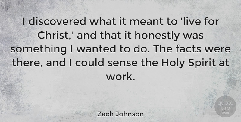 Zach Johnson Quote About Discovered, Holy, Honestly, Meant, Work: I Discovered What It Meant...