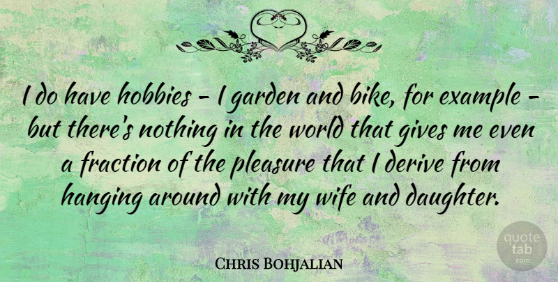 Chris Bohjalian Quote About Derive, Example, Fraction, Garden, Gives: I Do Have Hobbies I...