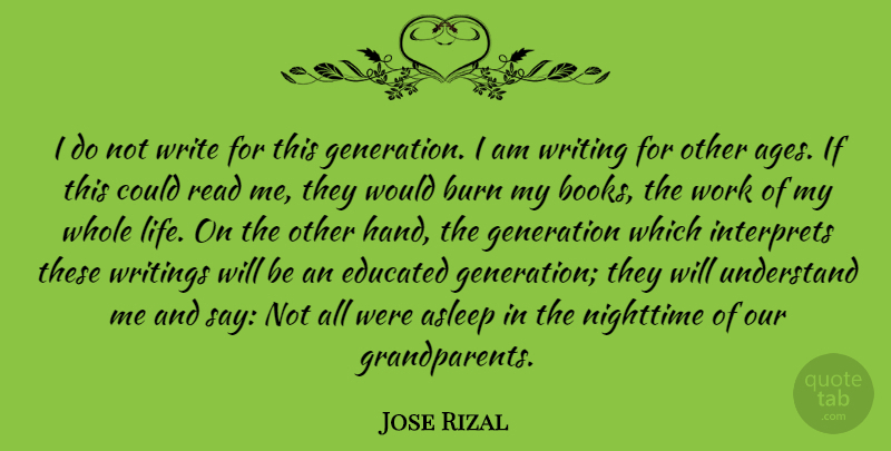Jose Rizal Quote About Book, Writing, Hands: I Do Not Write For...