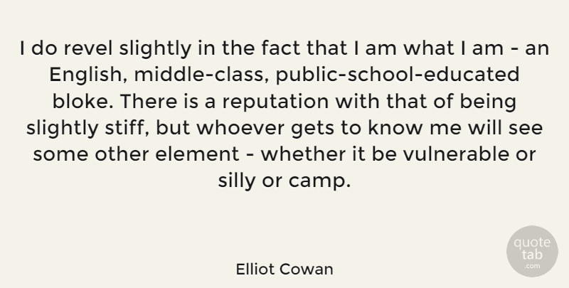Elliot Cowan Quote About Element, Fact, Gets, Reputation, Silly: I Do Revel Slightly In...