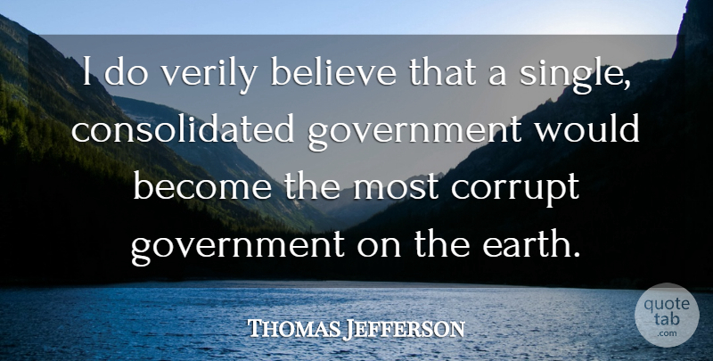 Thomas Jefferson Quote About Believe, Government, Earth: I Do Verily Believe That...