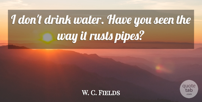 W. C. Fields Quote About Food, Water, Rust: I Dont Drink Water Have...