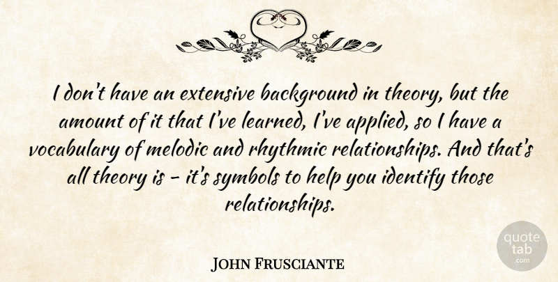 John Frusciante Quote About Vocabulary, Helping, Ive Learned: I Dont Have An Extensive...