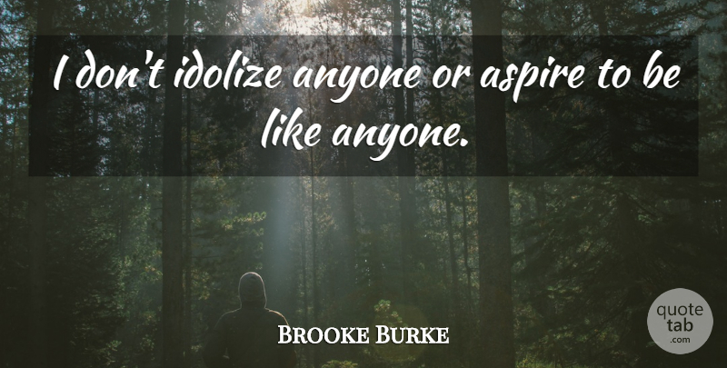 Brooke Burke Quote About Aspire: I Dont Idolize Anyone Or...