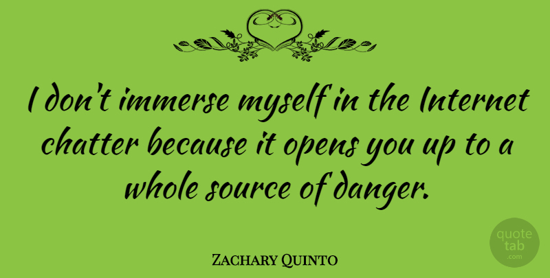Zachary Quinto Quote About Internet, Danger, Source: I Dont Immerse Myself In...