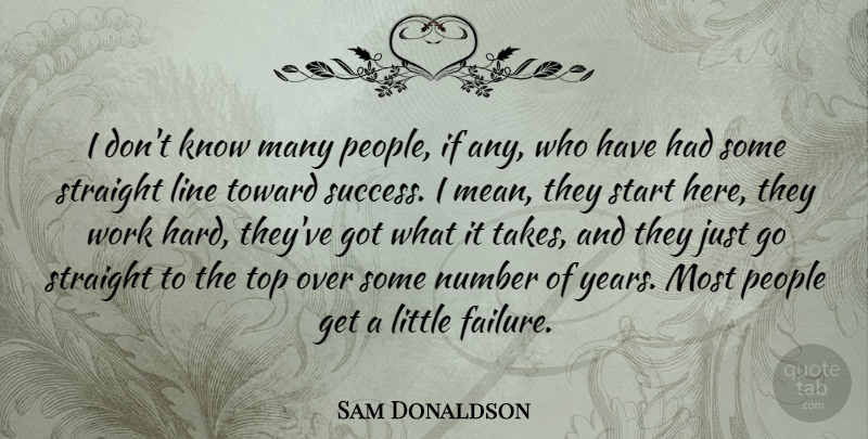 Sam Donaldson Quote About Success, Congratulations, Mean: I Dont Know Many People...