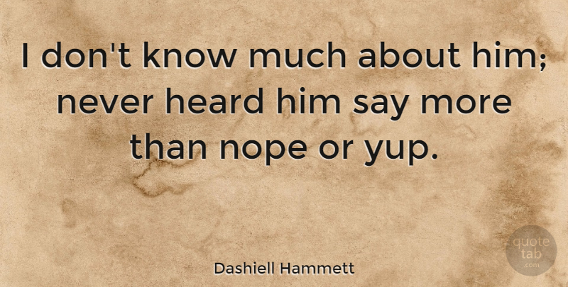 Dashiell Hammett Quote About American Author: I Dont Know Much About...