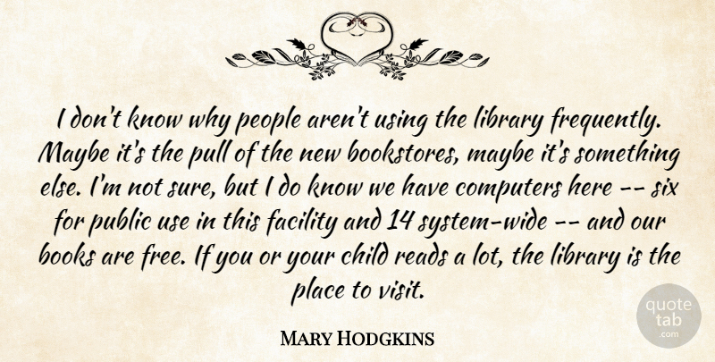 Mary Hodgkins Quote About Books, Child, Computers, Facility, Library: I Dont Know Why People...