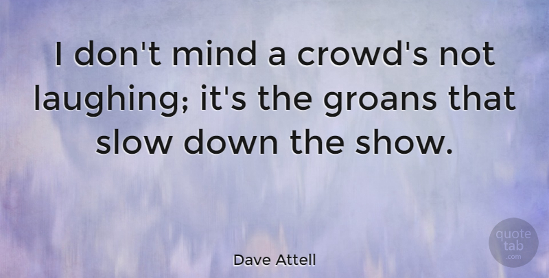 Dave Attell Quote About Laughing, Mind, Crowds: I Dont Mind A Crowds...