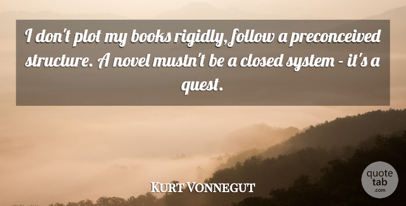 Kurt Vonnegut Quote About Closed, Novel, Plot, System: I Dont Plot My Books...