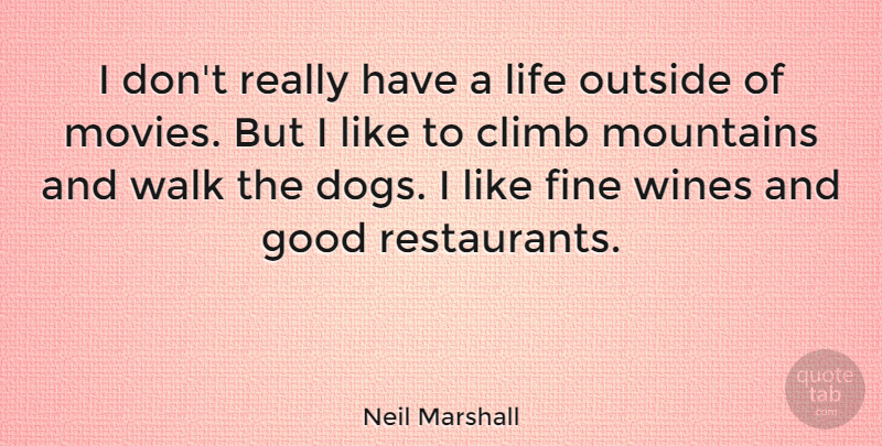 Neil Marshall Quote About Climb, Fine, Good, Life, Mountains: I Dont Really Have A...
