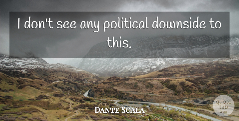 Dante Scala Quote About Downside, Political: I Dont See Any Political...