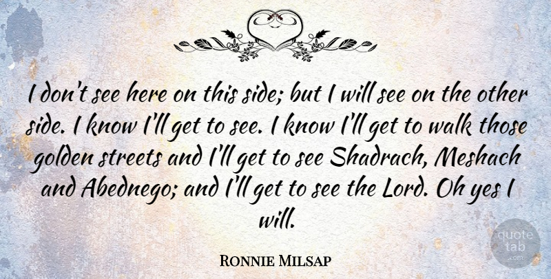 Ronnie Milsap Quote About Golden, Sides, Lord: I Dont See Here On...