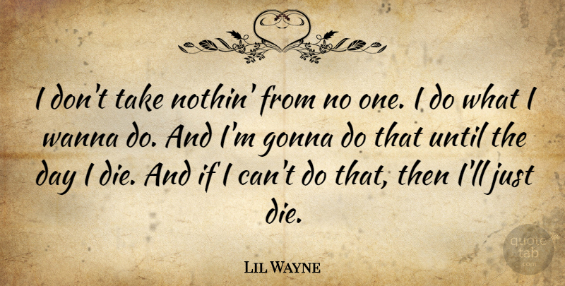 Lil Wayne Quote About I Can, Dies, Ifs: I Dont Take Nothin From...