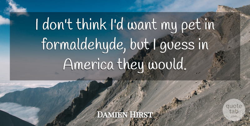 Damien Hirst Quote About Thinking, America, Pet: I Dont Think Id Want...