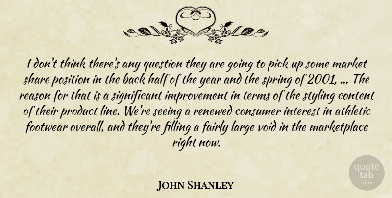 John Shanley Quote About Athletic, Consumer, Content, Fairly, Filling: I Dont Think Theres Any...