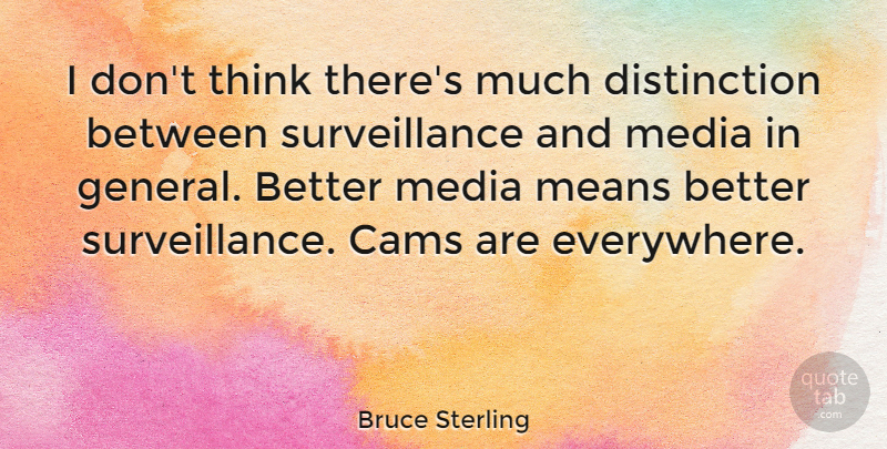 Bruce Sterling Quote About Mean, Thinking, Media: I Dont Think Theres Much...