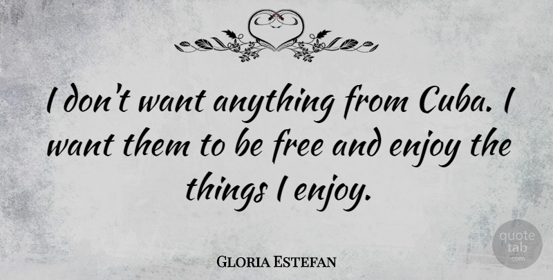 Gloria Estefan Quote About Want, Cuba, Enjoy: I Dont Want Anything From...