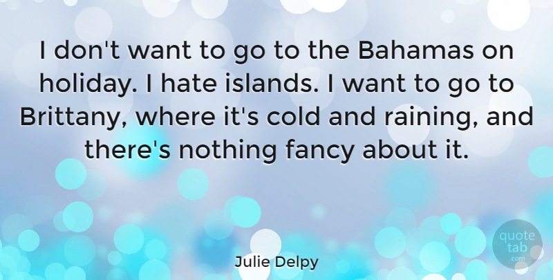 Julie Delpy Quote About Hate, Rain, Holiday: I Dont Want To Go...