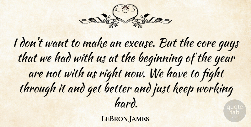 LeBron James Quote About Beginning, Core, Fight, Guys, Year: I Dont Want To Make...