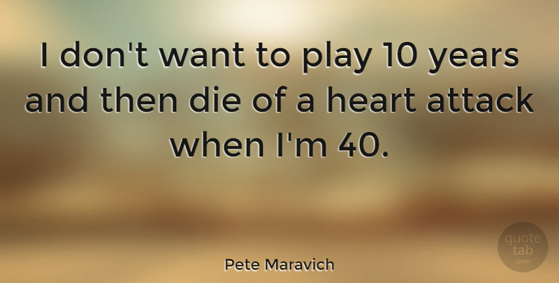 Pete Maravich Quote About Basketball, Heart, Years: I Dont Want To Play...