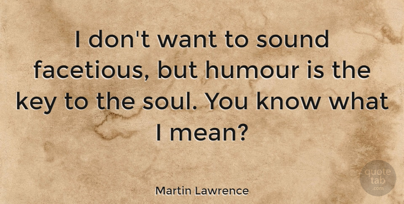 Martin Lawrence Quote About Mean, Keys, Soul: I Dont Want To Sound...