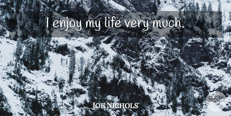 Joe Nichols Quote About Enjoy: I Enjoy My Life Very...