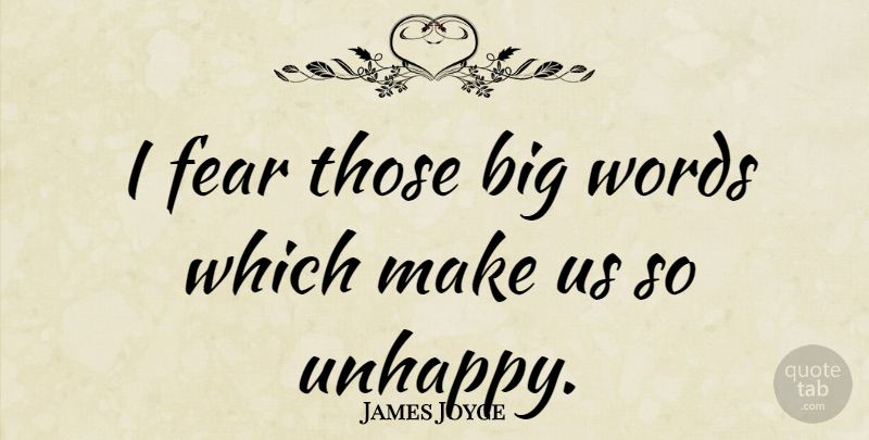 James Joyce Quote About Fear: I Fear Those Big Words...