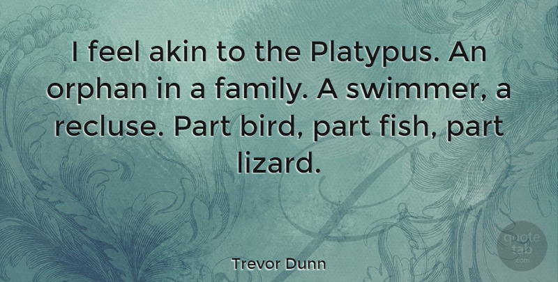 Trevor Dunn Quote About Bird, Lizards, Swimmer: I Feel Akin To The...