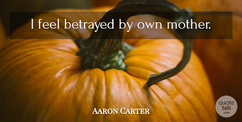 Aaron Carter Quote About Mother, Betrayed, Feels: I Feel Betrayed By Own...