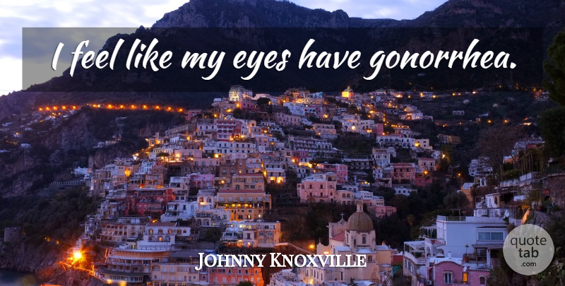 Johnny Knoxville Quote About Eye, Gonorrhea, Feels: I Feel Like My Eyes...