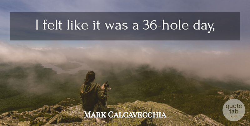 Mark Calcavecchia Quote About Felt: I Felt Like It Was...