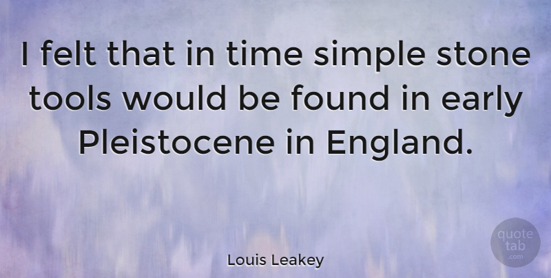 Louis Leakey Quote About British Scientist, Early, Felt, Found, Time: I Felt That In Time...