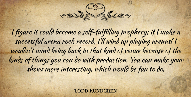 Todd Rundgren Quote About Arena, Figure, Kinds, Mind, Playing: I Figure It Could Become...