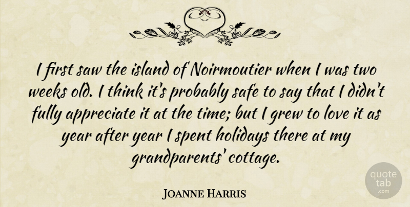 Joanne Harris Quote About Fully, Grew, Holidays, Island, Love: I First Saw The Island...