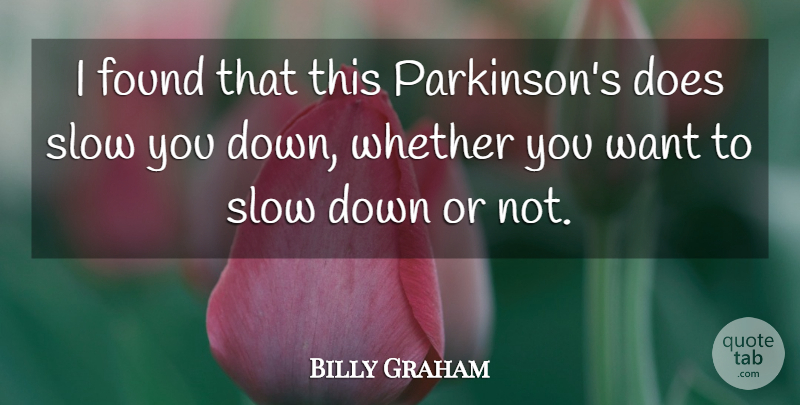 Billy Graham Quote About Whether: I Found That This Parkinsons...