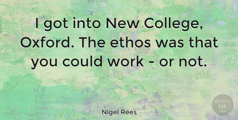 Nigel Rees Quote About College, Ethos, Oxford: I Got Into New College...
