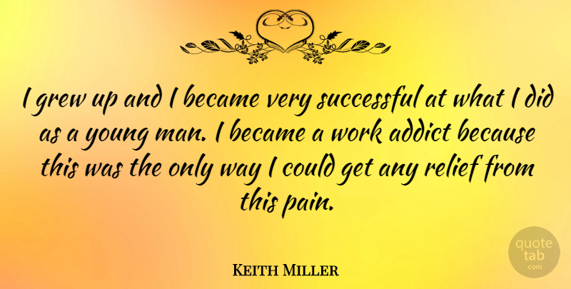 Keith Miller Quote About Pain, Successful, Men: I Grew Up And I...