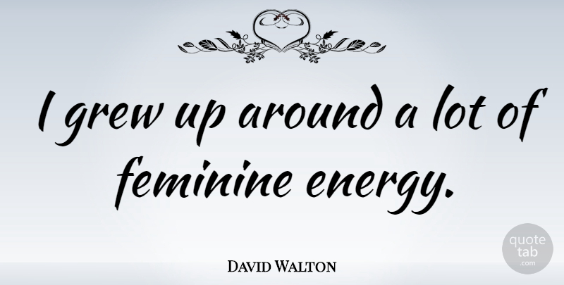 David Walton Quote About Energy, Feminine, Grew: I Grew Up Around A...